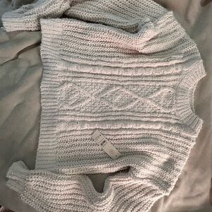 No Boundaries Textured Knit Sweater - Light Gray